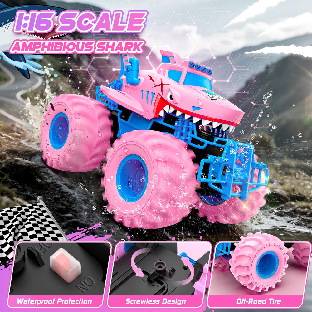Salazaza Shark RC Car off-road ride demonstrating stability on grass and sand