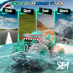 Salazaza Waterproof Shark RC Car top view emphasizes compact 1:16 scale.