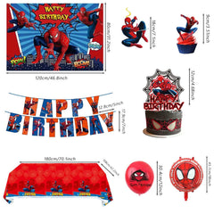 saleix Spidey hanging swirls add motion and color to the party setup