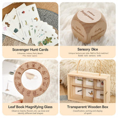 Samonyed wooden storage box with dividers for sorted keepsakes.