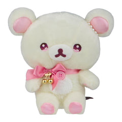 San-X Korilakkuma shining jewel cherry front view plush, sparkly detail for collectors.
