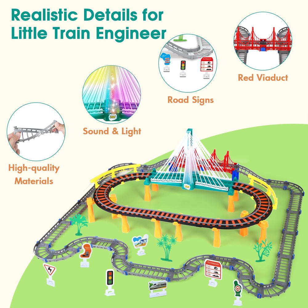 SANANT electric-train-and-car-play delivers action-packed scenes with trains and cars.