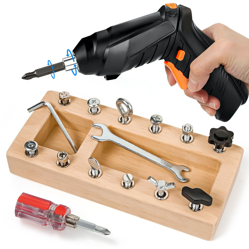 SANANT Montessori screwdriver board with electric drill for hands-on learning and play