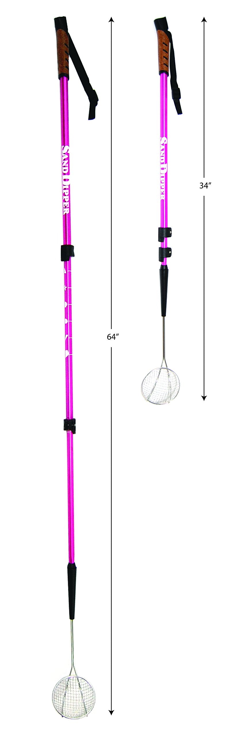 Sand Dipper pink cork-handle sifter reduces hand fatigue during long sessions.