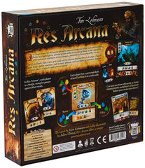 Sand Castle Games Res Arcana artifacts depict a deck-based tactical setup for players.