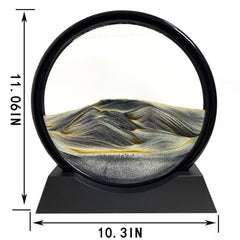 Elegant round glass frame with colorful sand for home or office decor.