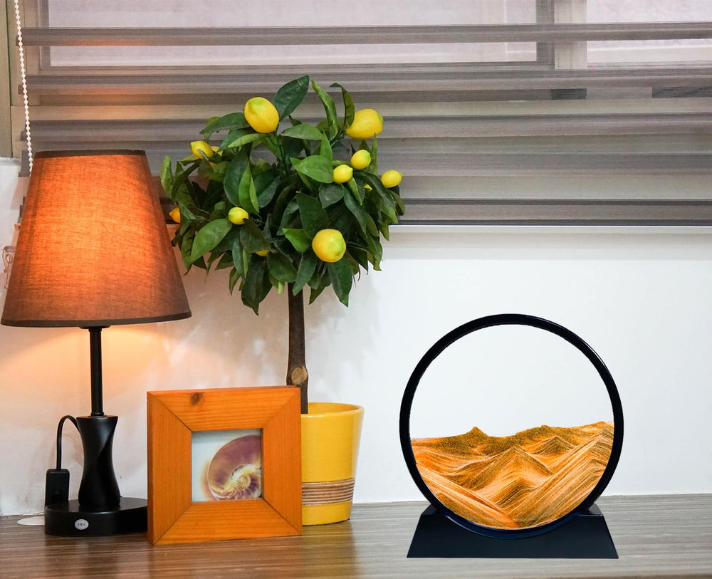 SANDCLE round glass frame close-up shows vibrant color layers for decor