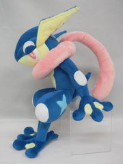 Sanei Greninja plush with All Star tag, perfect for shelf display and gifting