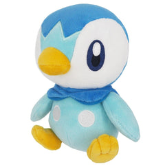 Sanei Piplup plush 6-inch blue front view, a cuddly desk buddy for fans.