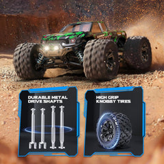 Sanherb 1:18 RC car rear view highlighting waterproof electronics for all-weather play