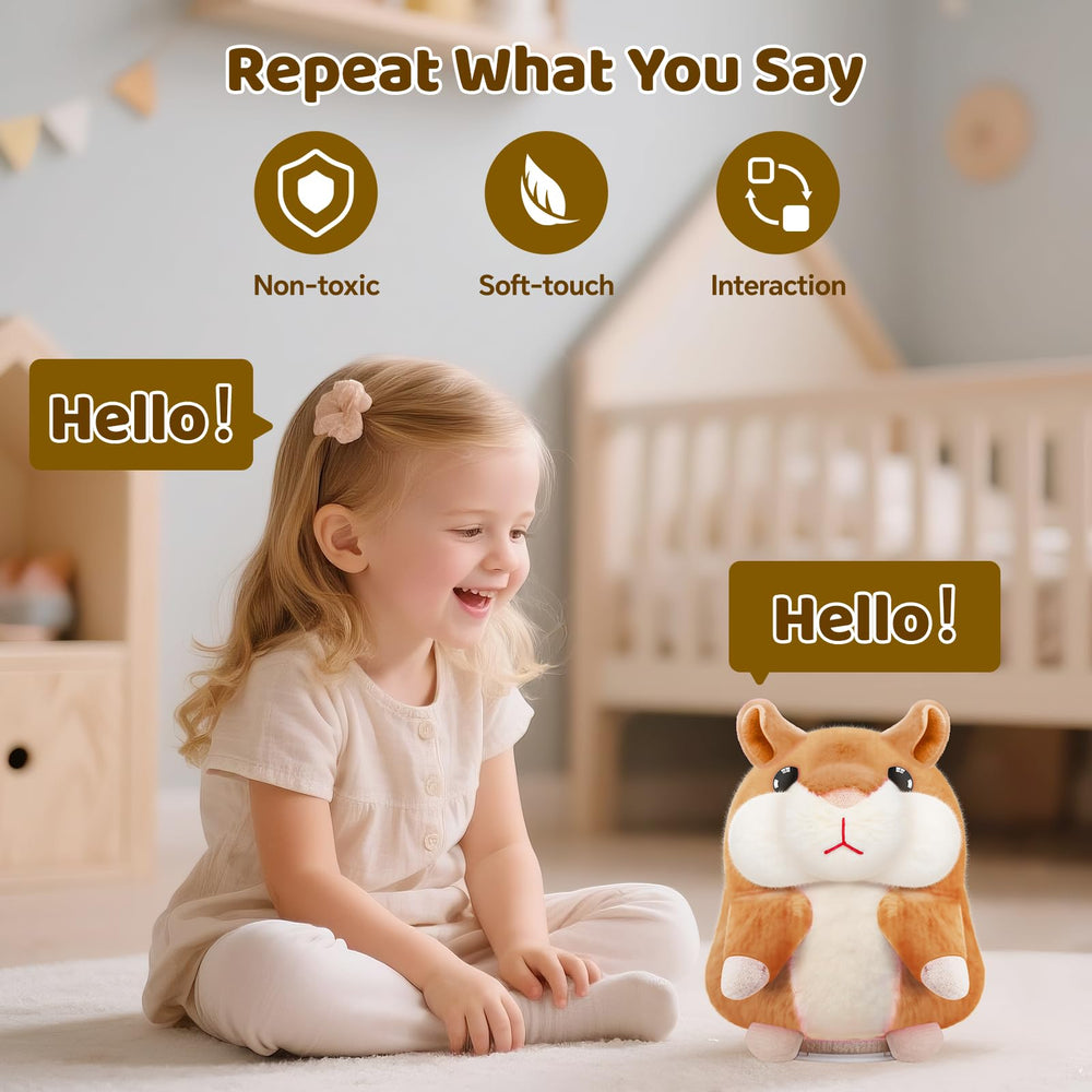 SANJOIN talking hamster toy in use by a child for interactive play.