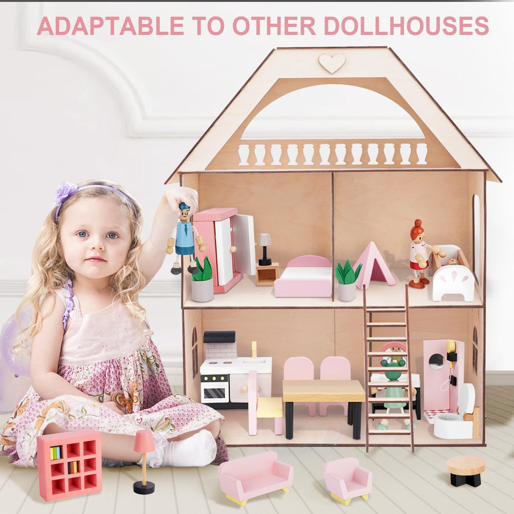 Sanlebi dollhouse dining table with chairs enhances family dining scenes.