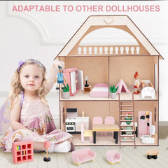 Sanlebi dollhouse dining table with chairs enhances family dining scenes.