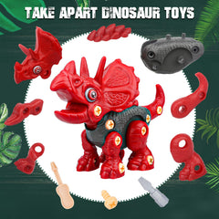 Sanlebi Take Apart Triceratops red for easy assembly, problem-solving and play.