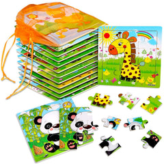 SANNIX wooden toddler animal puzzle set with 9 pieces for little hands