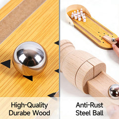SANTA CASA wooden desk bowling set combines durability with engaging, quick entertainment.