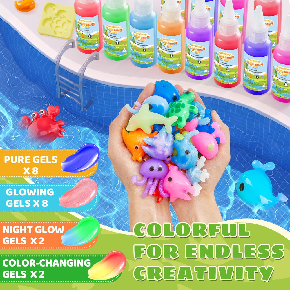 Santreetoy glowing gels with color-change demonstrate magical glow effects for hands-on play.