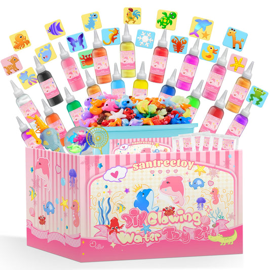 Santreetoy Magic Gel Water Elf Kit packaging setup encourages creative color mixing.