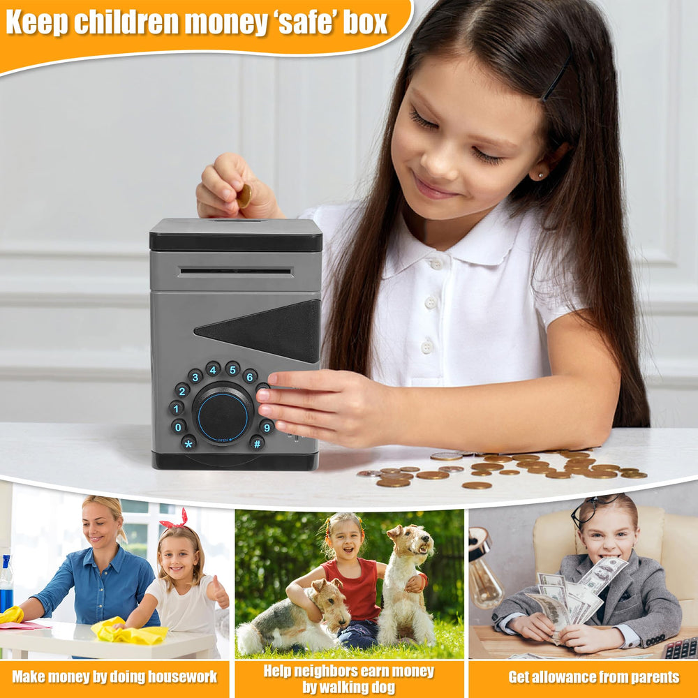 Saquuiui Boy Piggy Bank with a 4-digit code for security