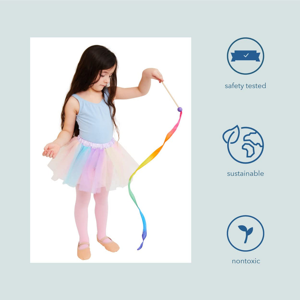 Sarah's Silks Mini Rainbow Streamer uses sustainable materials for eco-friendly play.