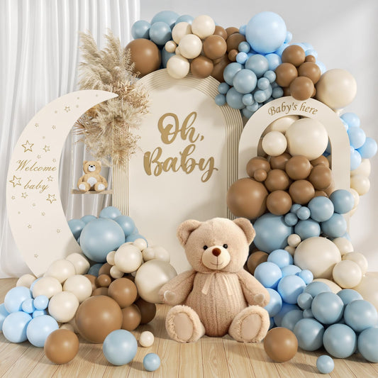 saratimtou 146pcs balloon arch kit Bear baby shower backdrop for photos