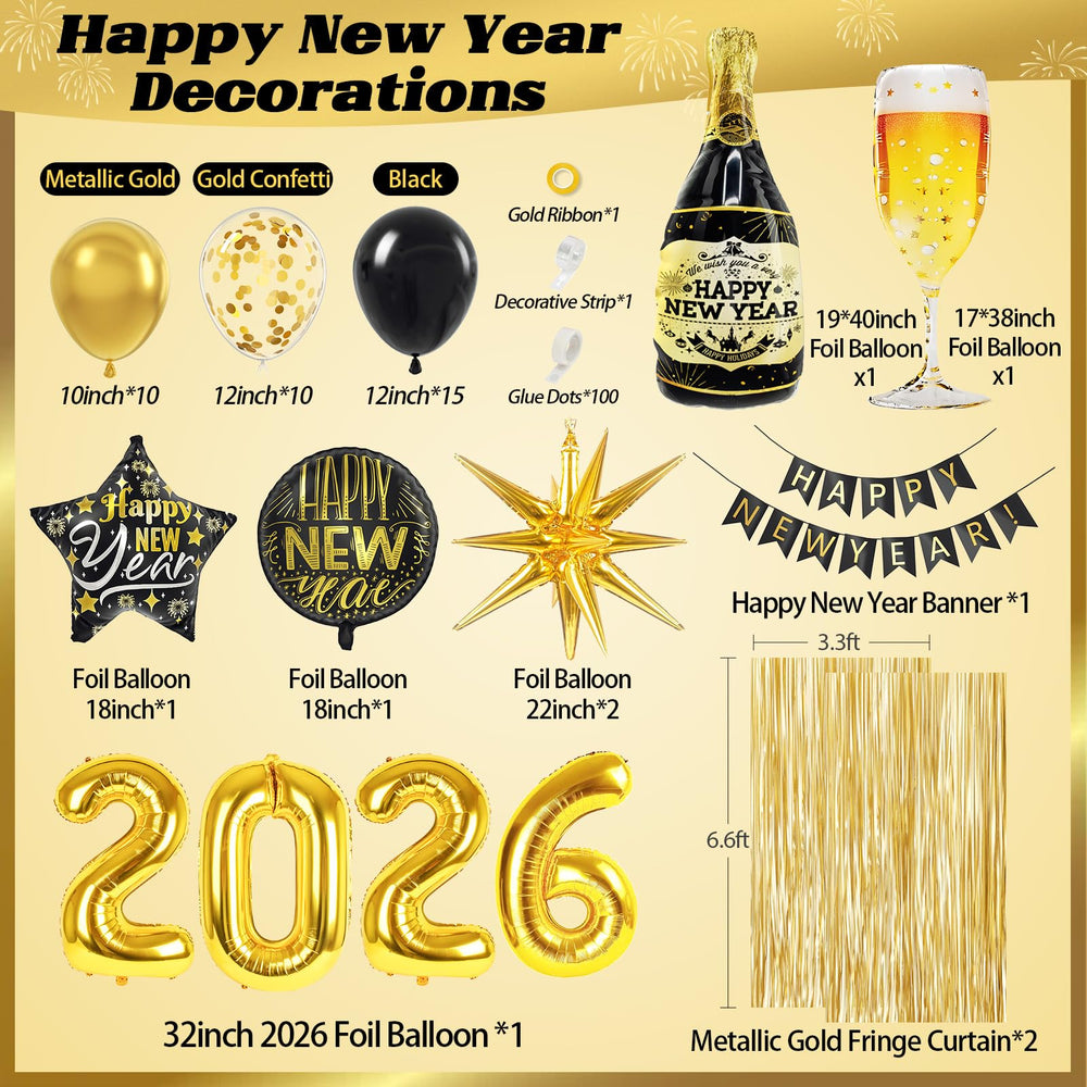 saratimtou 2026 foil-number balloons create a bold NYE centerpiece