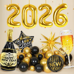 saratimtou black and gold Happy New Year banner adds elegant signage