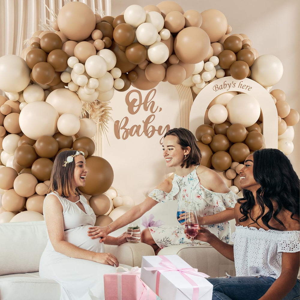Saratimtou neutral balloon arch kit white 10inch balloons provide light, airy accents.