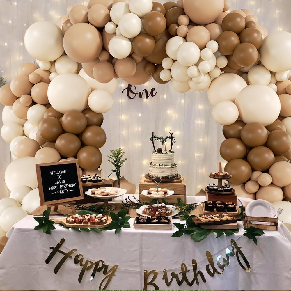 Saratimtou neutral balloon arch kit decorative strip to tie the design together.