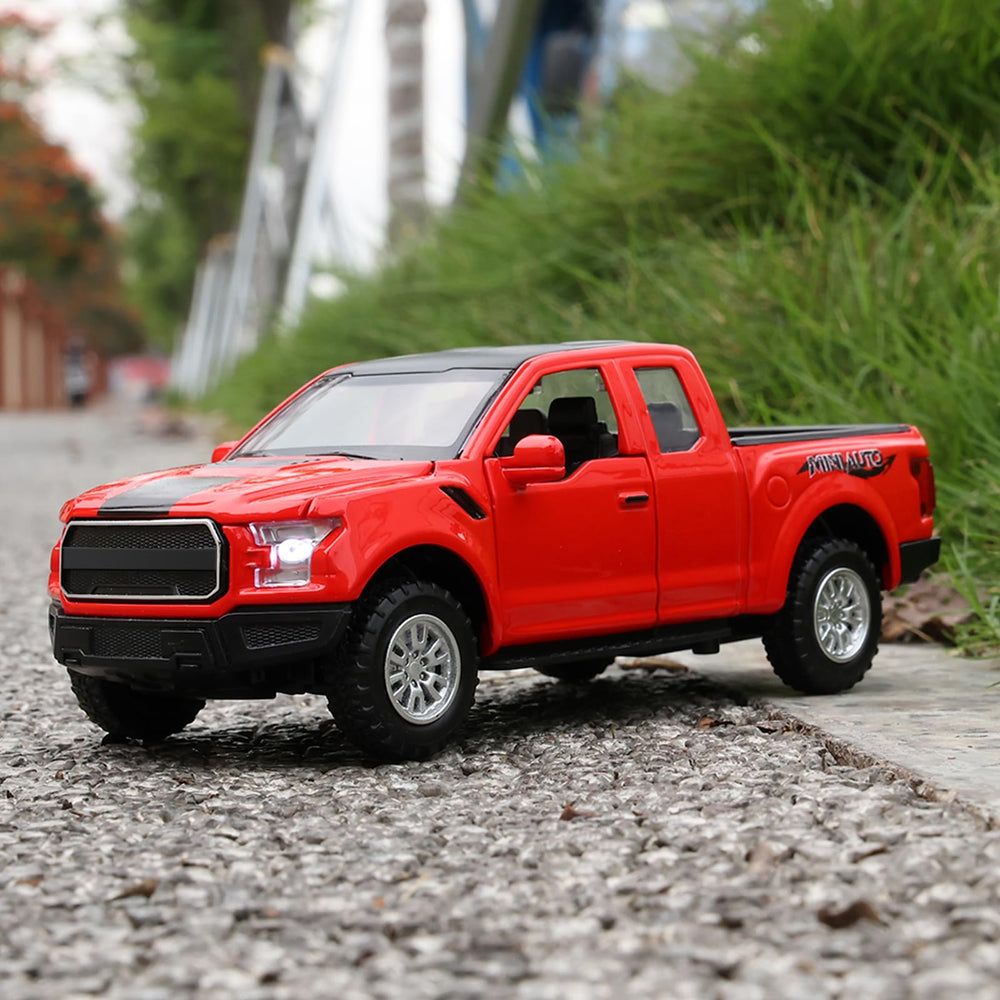 SASBSC F150 red truck with open doors for interactive play.