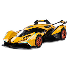 SASBSC Lambo V12 yellow side view toy car with durable construction for rough play.