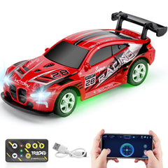 SASBSC Mini RC car front view shown with a durable metal shell for tabletop racing.