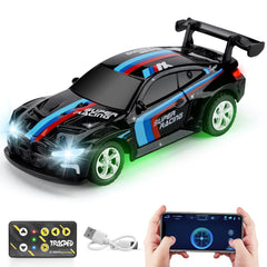 SASBSC mini RC car front view with bright lights for immersive play