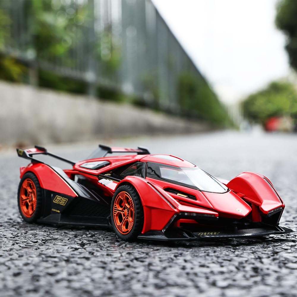 SASBSC rubber tires red diecast car offers realistic grip on flat surfaces.