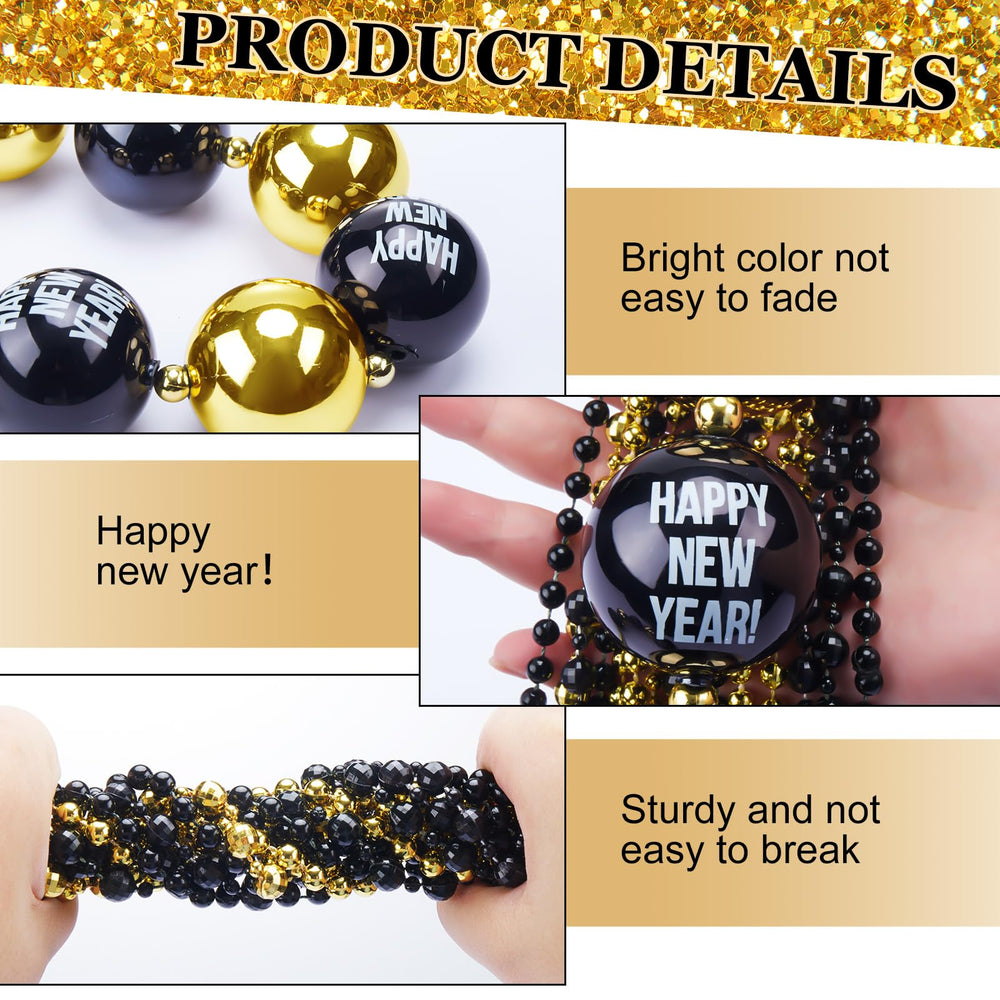 Sasylvia 33-inch bead necklace in classic black and gold for outfits