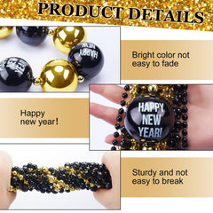 Sasylvia 33-inch bead necklace in classic black and gold for outfits