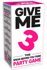 SAVANA Give Me 3 card pack on table, a lively icebreaker for parties.