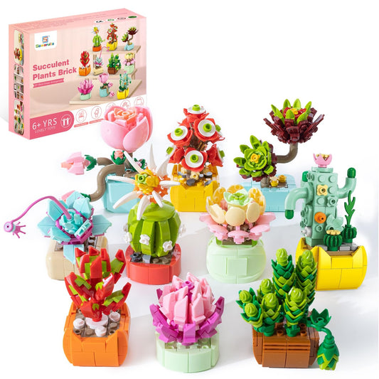 Sawaruita succulent building set colorfully displays botanicals for vibrant home decor.