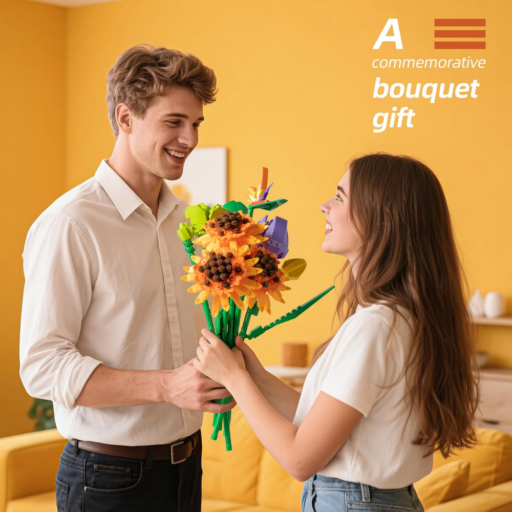 Sawaruita nine-flower blocks bouquet creates a vibrant display.