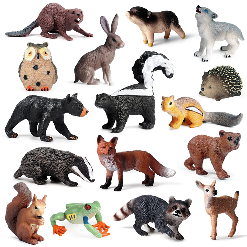 SCAHOW forest animals figures 16-pack, ideal cake toppers and imaginative play.