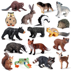 SCAHOW forest animals figures 16-pack, ideal cake toppers and imaginative play.