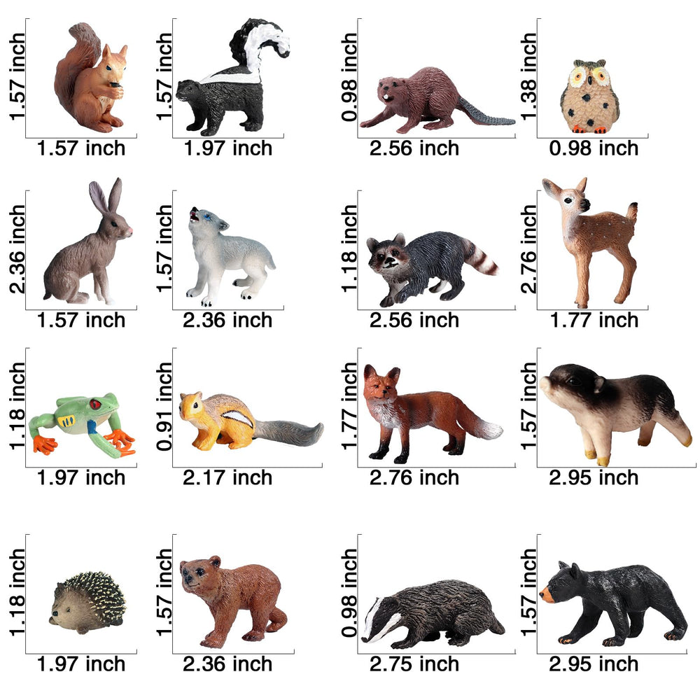 SCAHOW woodland scene display with assorted forest animal figures.