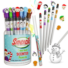 Scentco Holiday Smencils Cylinder with 50 scented HB2 pencils for classroom fun.