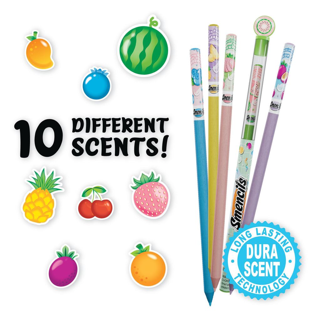 Scentco Pastel Smencils color swatches with soft tones and scent promise.