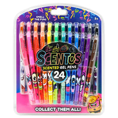 Scentos scented gel pens set 24 neon colors for vibrant art and journaling.