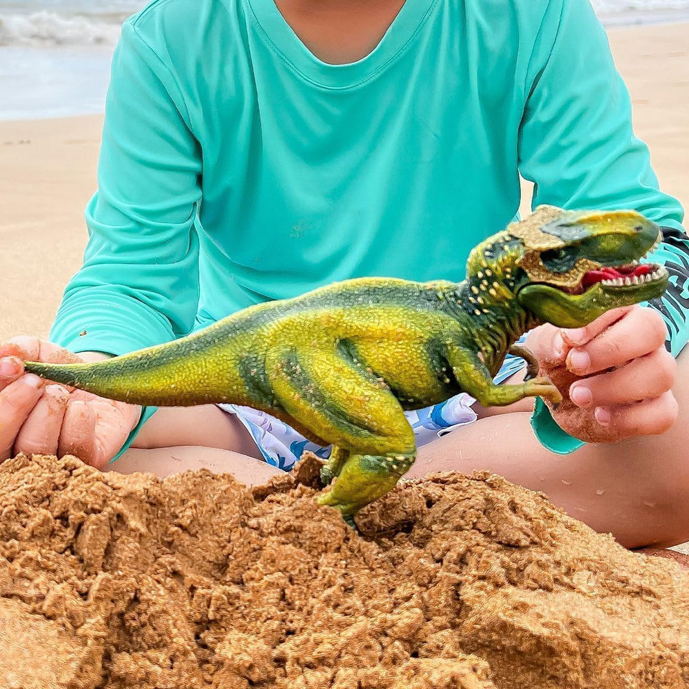 Schleich T-Rex green skin detail enhances lifelike dinosaur storytelling