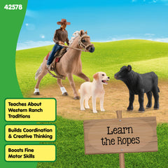 Schleich Farm World reins and cowboy for versatile control play.