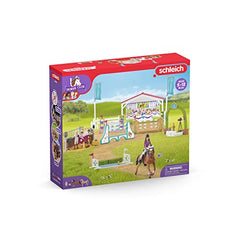 Schleich Horse Club winner podium with ribbons and celebration.