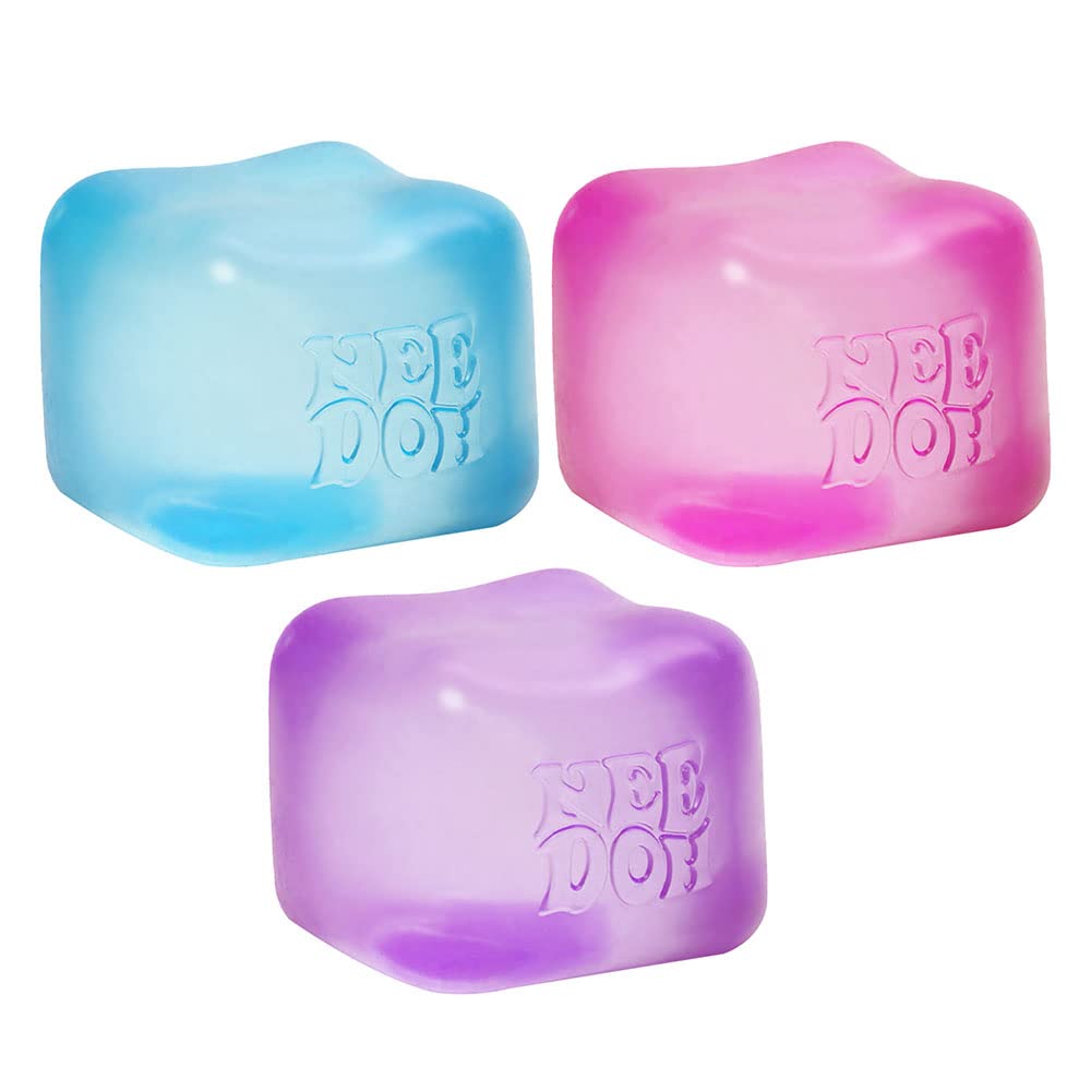 Schylling Needoh Nice Cube front view with vibrant color options for stress relief