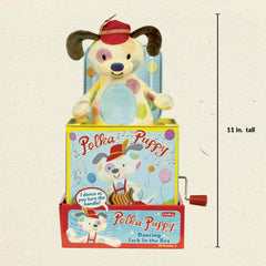 Schylling Polka Puppy Jack in the Box puppy dances after the pop